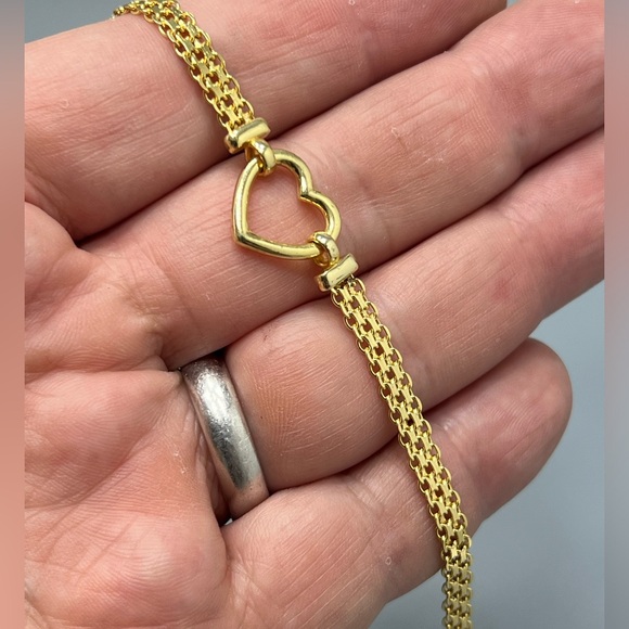 Women’s 18k Gold Over Sterling Silver Heart Bracelet - Picture 7 of 7